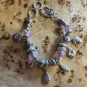 Mother & Baby Theme Little Feet Baby Bottle Onesies & Heart Charm Bead B…